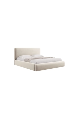 Lit-coffre avec sommier Colonel - Beige clair - Tissu velours