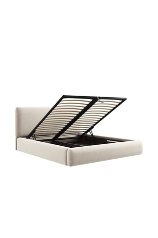Lit-coffre avec sommier Colonel - Beige clair - Tissu velours