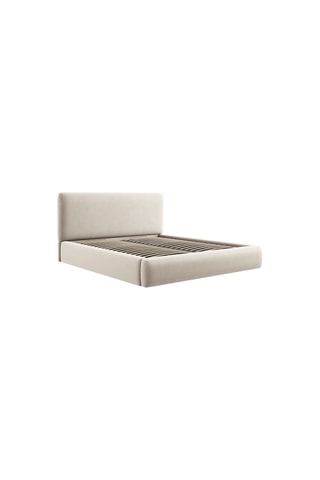 Lit-coffre avec sommier Colonel - Beige clair - Tissu velours