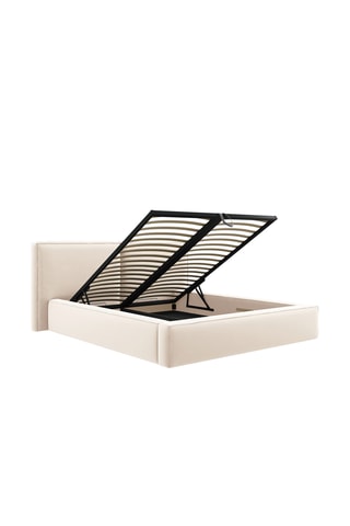 Lit-coffre avec sommier Arendal - Beige clair - Toucher velours