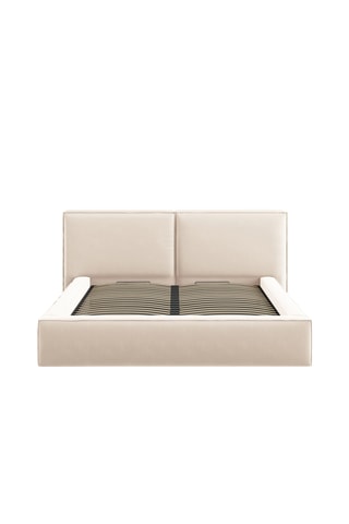 Lit-coffre avec sommier Arendal - Beige clair - Toucher velours