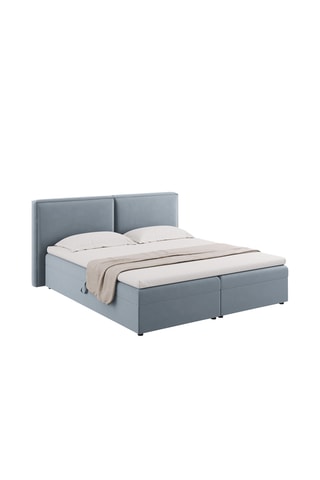 Lit-coffre Arendal - Bleu clair - Toucher velours
