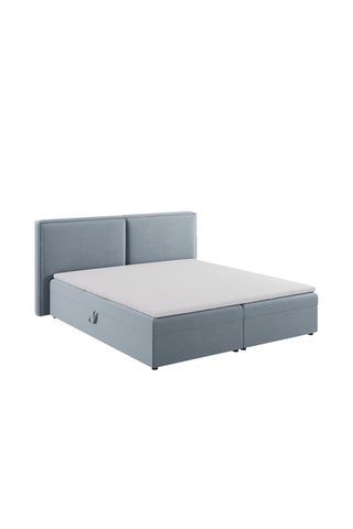 Lit-coffre Arendal - Bleu clair - Toucher velours