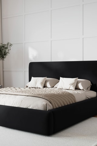 Lit-coffre avec sommier Colonel - Noir - Tissu velours