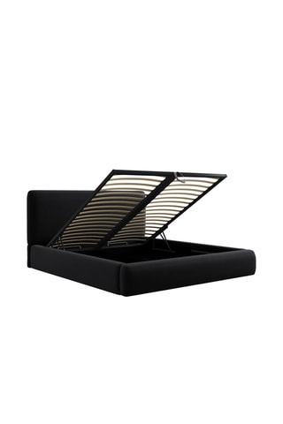 Lit-coffre avec sommier Colonel - Noir - Tissu velours