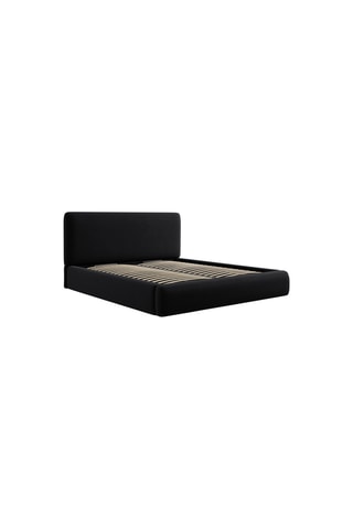 Lit-coffre avec sommier Colonel - Noir - Tissu velours