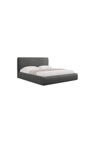 Lit-coffre avec sommier Colonel - Gris foncé - Tissu chenille
