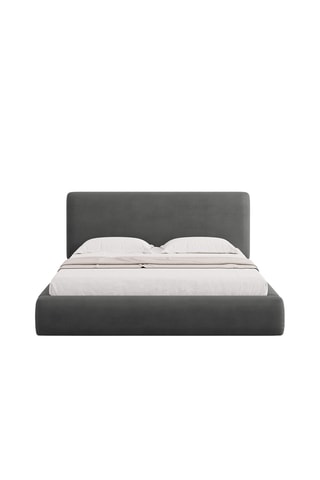 Lit-coffre avec sommier Colonel - Gris foncé - Tissu chenille