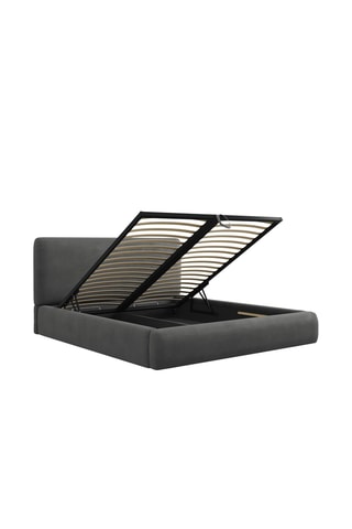 Lit-coffre avec sommier Colonel - Gris foncé - Tissu chenille