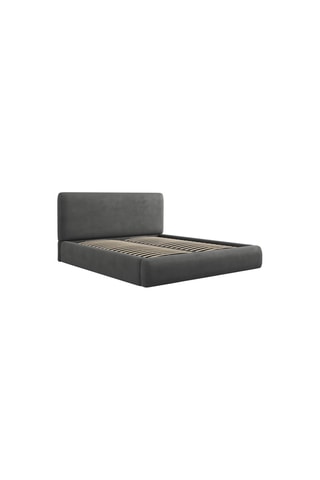 Lit-coffre avec sommier Colonel - Gris foncé - Tissu chenille