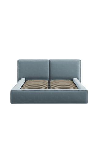 Lit-coffre avec sommier Arendal - Bleu clair - Toucher velours