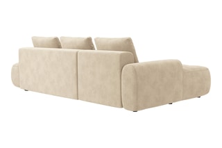 Canapé d’angle gauche convertible Linz - Beige clair - 3 places - En tissu velours