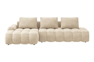 Canapé d’angle gauche convertible Linz - Beige clair - 3 places - En tissu velours
