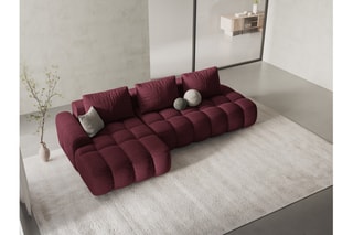 Canapé d’angle gauche convertible Linz - Bordeaux - 3 places - En tissu structurel