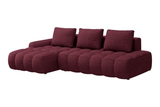 Canapé d’angle gauche convertible Linz - Bordeaux - 3 places - En tissu structurel