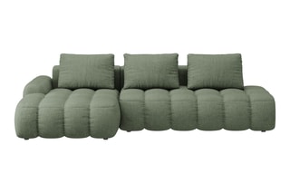 Canapé d’angle gauche convertible Linz - Vert olive foncé - 3 places - En tissu structurel
