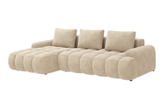 Canapé d’angle gauche convertible Linz - Beige clair - 3 places - En tissu velours