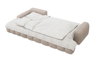 Canapé d’angle gauche convertible Linz - Sable - 3 places - En tissu structurel
