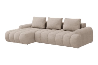 Canapé d’angle gauche convertible Linz - Sable - 3 places - En tissu structurel