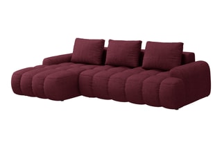 Canapé d’angle gauche convertible Linz - Bordeaux - 3 places - En tissu structurel