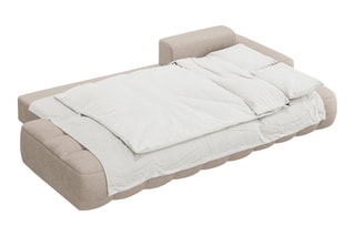 Canapé d’angle droit convertible Linz - Sable - 3 places - En tissu structurel