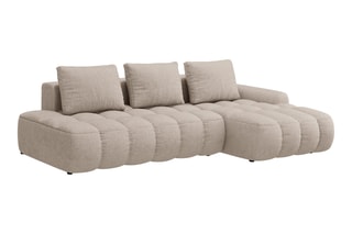 Canapé d’angle droit convertible Linz - Sable - 3 places - En tissu structurel