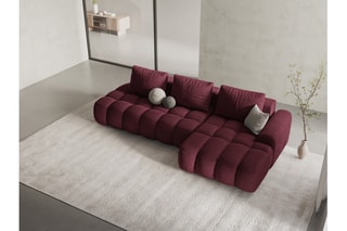 Canapé d’angle droit convertible Linz - Bordeaux - 3 places - En tissu structurel