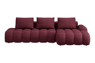 Canapé d’angle droit convertible Linz - Bordeaux - 3 places - En tissu structurel