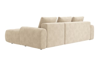 Canapé d’angle droit convertible Linz - Beige clair - 3 places - En tissu velours