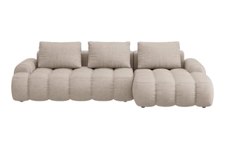 Canapé d’angle droit convertible Linz - Sable - 3 places - En tissu structurel