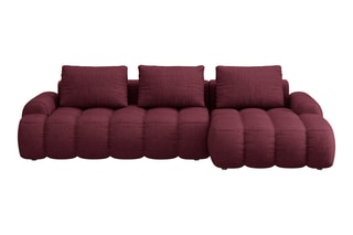 Canapé d’angle droit convertible Linz - Bordeaux - 3 places - En tissu structurel