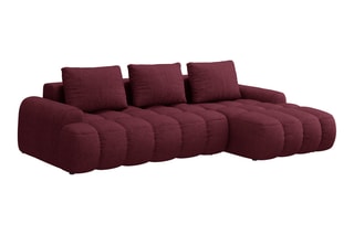 Canapé d’angle droit convertible Linz - Bordeaux - 3 places - En tissu structurel