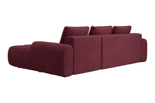 Canapé d’angle droit convertible Linz - Bordeaux - 3 places - En tissu structurel