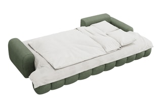 Canapé d’angle droit convertible Linz - Vert olive foncé - 3 places - En tissu structurel