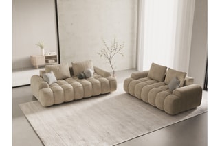 Canapé Linz - Beige clair - 3 places - Tissu velours