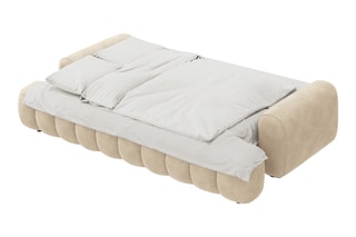 Canapé convertible Linz - Beige clair - 4 places - En tissu velours