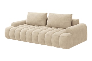 Canapé convertible Linz - Beige clair - 4 places - En tissu velours