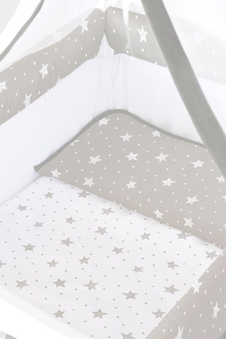 Houten Miniwieg met Overtrekset Stars and Dots Wit en Grijs