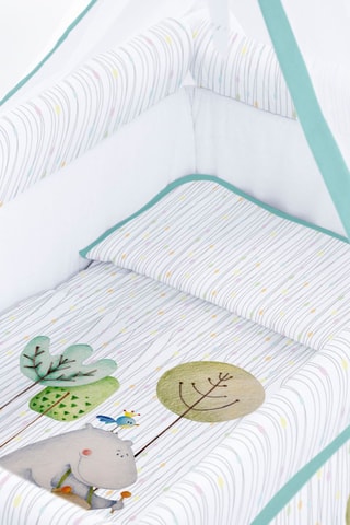 Wieg met Bedtextiel Happy Hipo Wit - 5-delig - Vanaf de Geboorte
