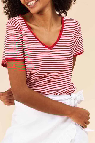 T-shirt Rood en Ecru