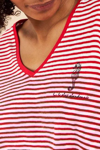 T-shirt Rood en Ecru