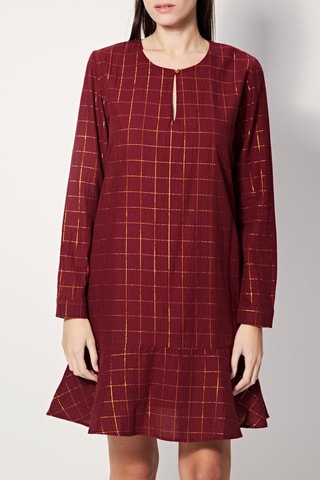 Jurk Lage Taille Rigine Bordeauxrood