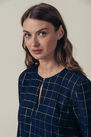 Jurk Lage Taille Rigine Marineblauw