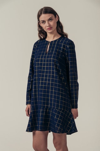Jurk Lage Taille Rigine Marineblauw
