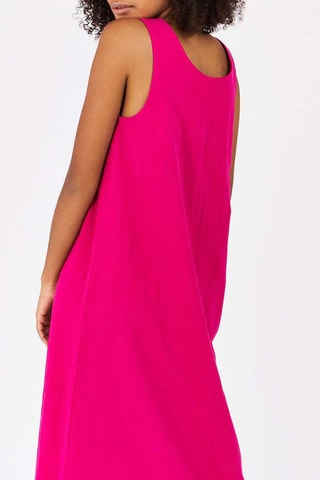 Rechte Linnen Jurk Fuchsia