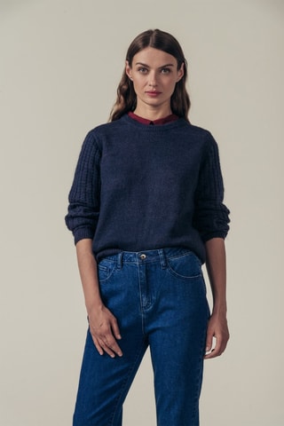 Wollen en Mohair Trui Micellaire Marineblauw