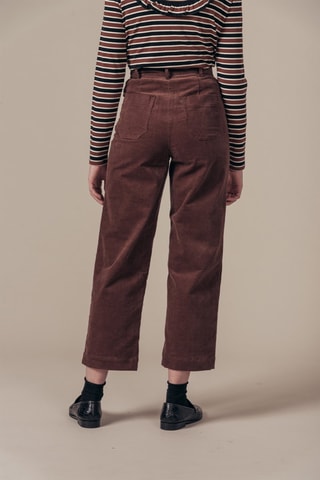 Pantalon wide legs en velours taille haute Peterson - Marron