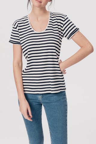 T-shirt Alienor Marineblauw en Ecru