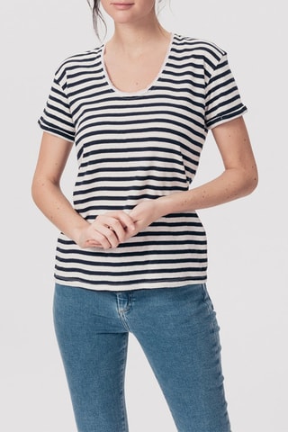 T-shirt Alienor Marineblauw en Ecru