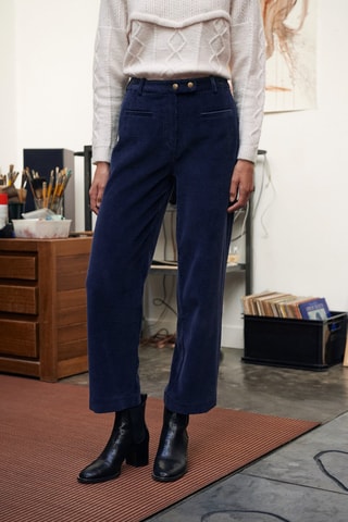 Ribfluwelen 7/8 Chino - Marineblauw
